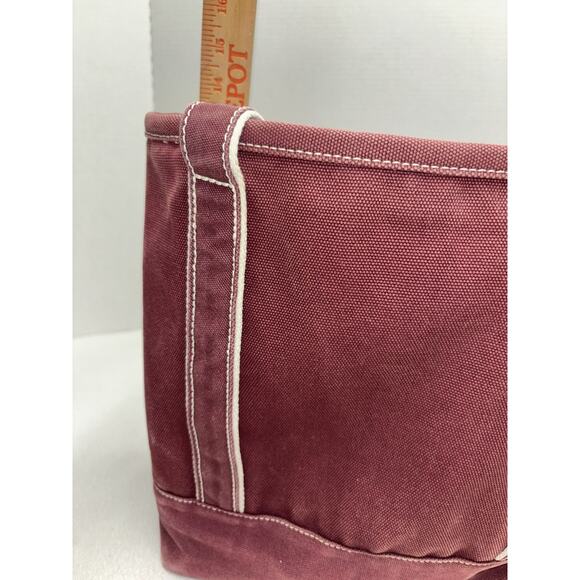 LANDS END Heavyweight Canvas Tote Open Maroon Pockets Inside & Out Key Fob Med - Picture 4 of 16